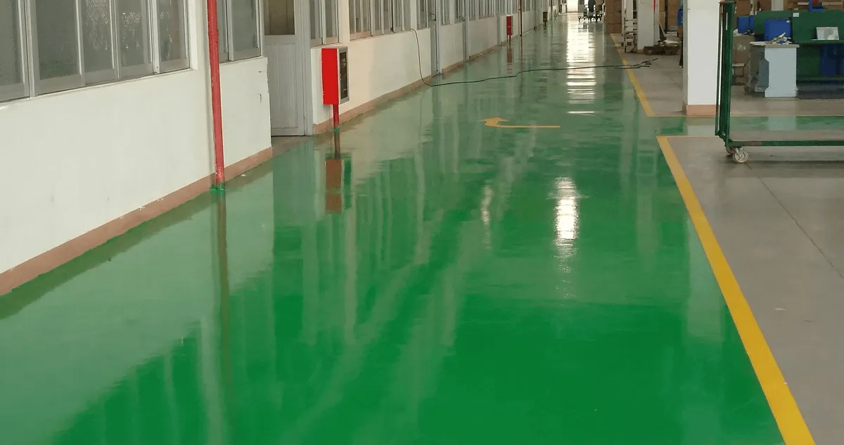 A factory floor professionally covered and marked with epoxy flooring in Providence, RI