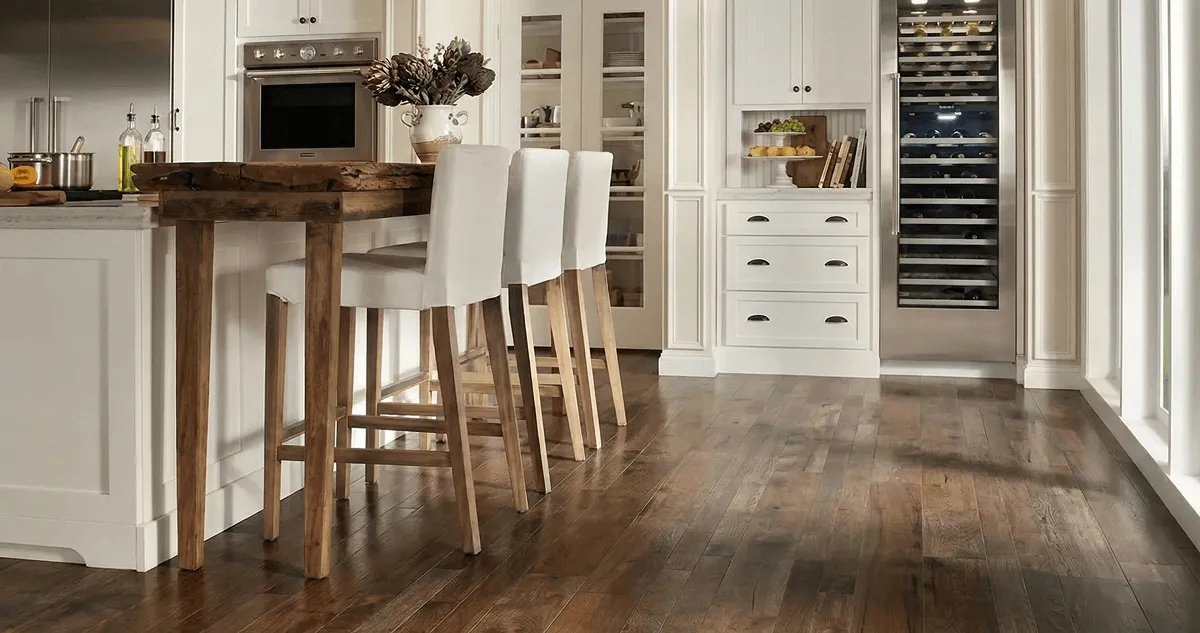 Professionally installed and refinished hardwood flooring in a residential home, showcasing smooth finish and natural wood tones in Providence, RI